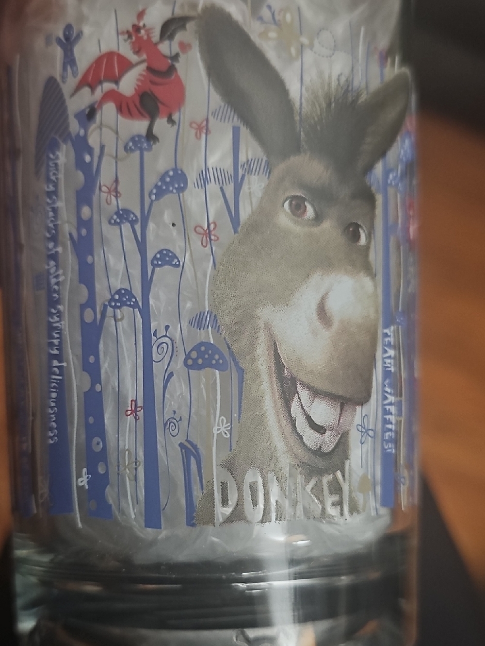 Donkey Illustrated Glass Tumbler - Blue and Gray Design
